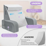 Großes Lesekissen mit Griffstange, hochdichtem Schaumstoff, ergonomischem Rückenkissen, Armlehnen, Nackenstütze und Kopfstütze, Liegesitzkissen zum Schlafen, Spielen, Fernsehen, für Bett und Sofa