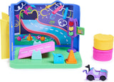 Gabby's Dollhouse Deluxe-Zimmer, Purr-Ific-Spielzimmer, Spielzimmer mit Carlita-Spielzeugauto, 2 Möbelstücken und 2 Überraschungsboxen mit Zubehör, geeignet für Kinder ab 3 Jahren. Naty Shop-Puppenhäuser