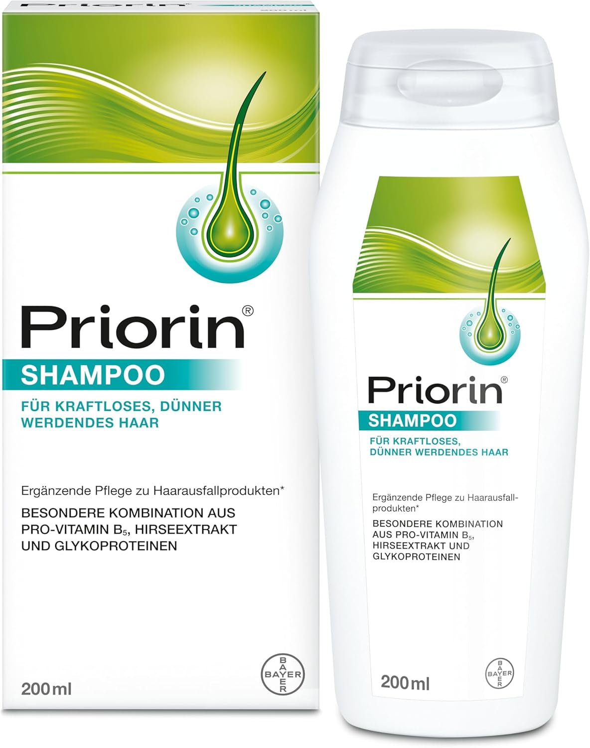Priorin Shampoo – Haarstärkendes Shampoo – zusätzliche Pflege für schwaches, dünnes Haar – ohne Parabene und Farbstoffe – 1 x 200 ml Haarpflege Naty Shop Standardtitel