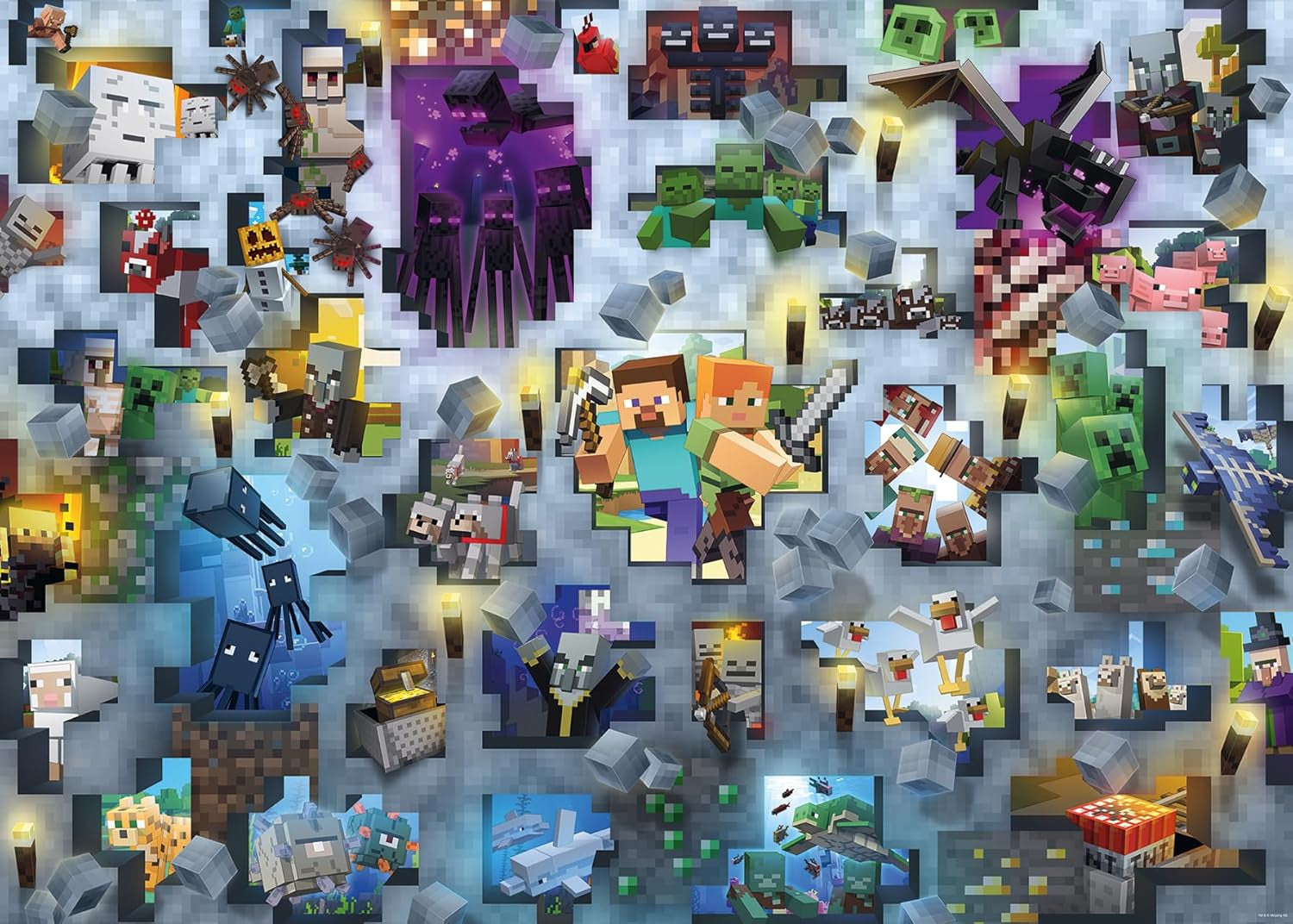 Ravensburger Puzzle 12000422 – Minecraft Mobs – 1000-teiliges Minecraft-Puzzle für Erwachsene und Kinder ab 14 Jahren. Puzzle Naty Shop, neues Design