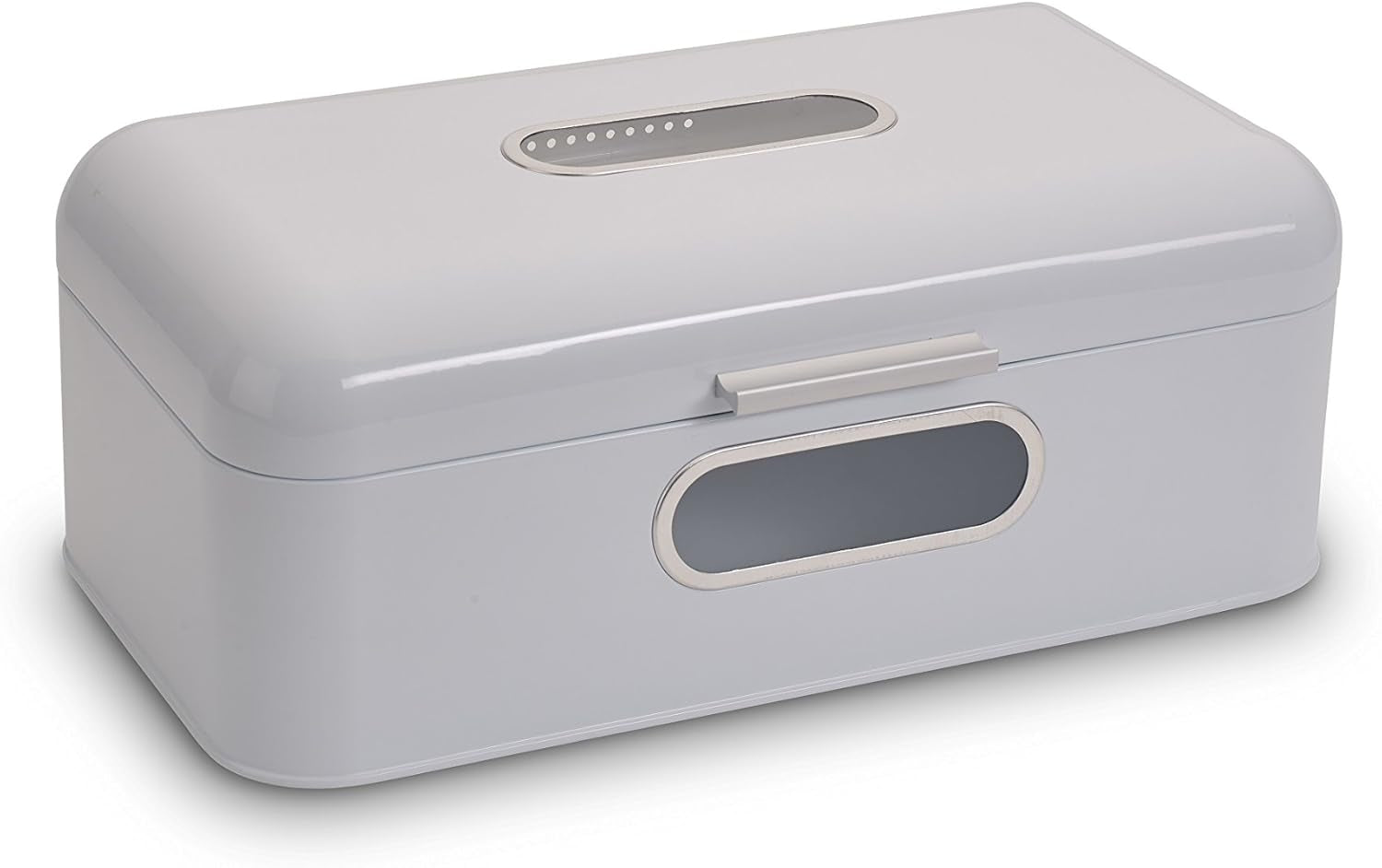 ECHTWERK Retro-Brotkasten aus Metall mit Sichtfenster und Deckel, Set mit 3 eleganten Aufbewahrungsboxen, 1,4 l Fassungsvermögen, rote Lebensmittelaufbewahrungsboxen Naty Shop Weiß Groß Einzeln