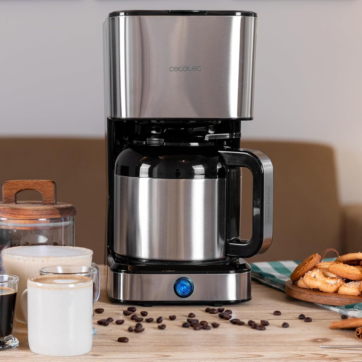 Cecotec Coffee 66 Drop & Thermo Filterkaffeemaschine, 950 W, 1,2 l, 10 Tassen, ExtremeAroma-Technologie, Anti-Tropf-Funktion, Wasserstandsanzeige, wiederverwendbarer Hauptfilter, Überhitzungsschutz