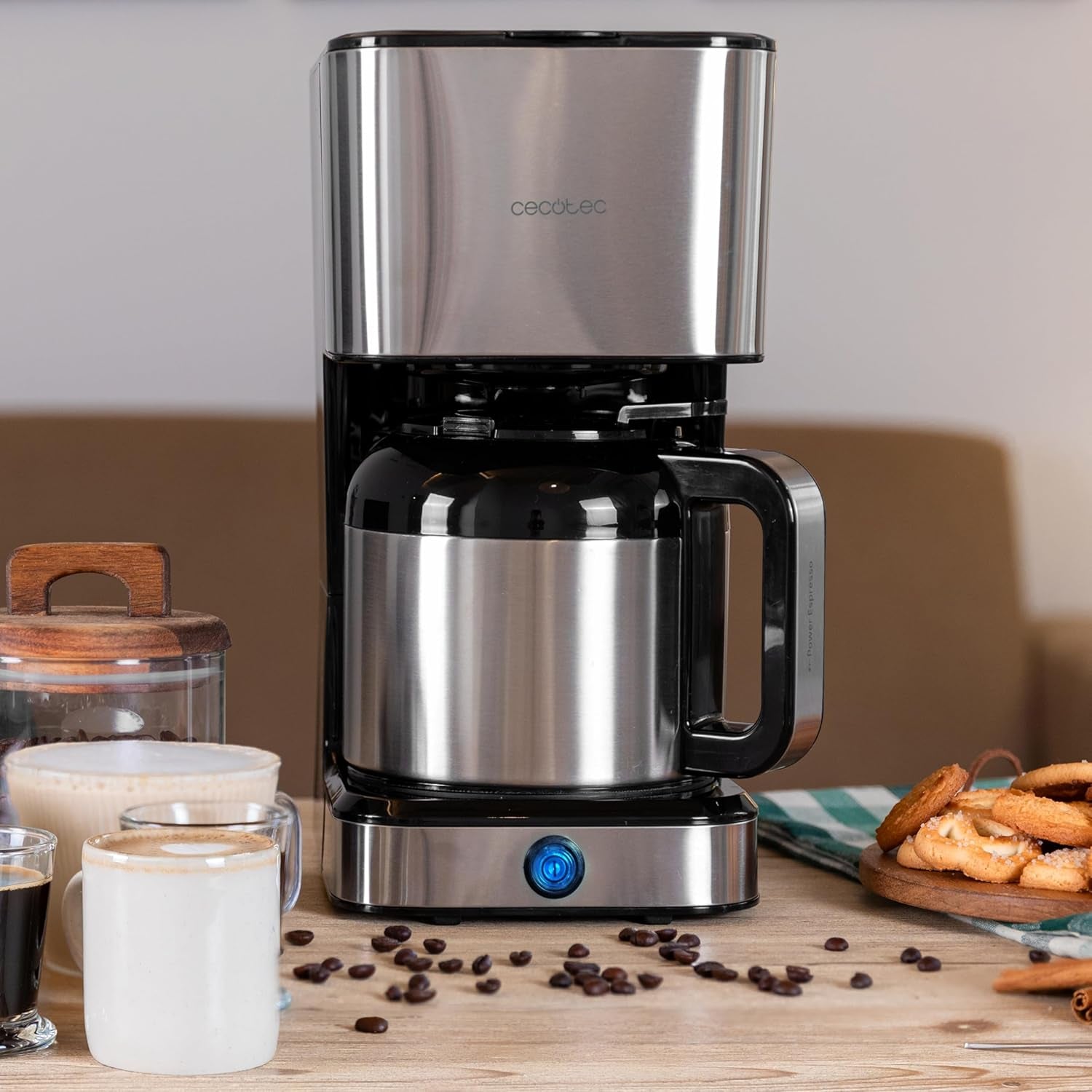 Cecotec Coffee 66 Drop & Thermo Filterkaffeemaschine, 950 W, 1,2 l, 10 Tassen, ExtremeAroma-Technologie, Anti-Tropf-Funktion, Wasserstandsanzeige, wiederverwendbarer Hauptfilter, Überhitzungsschutz