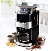 DOMO DO721K Espressomaschine „Grind and Brew“ – Bean-to-Cup-Funktion – LCD-Display – Für gemahlenen Kaffee oder ganze Bohnen – 1,5 l