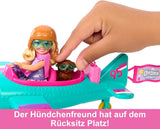 Chelsea Barbie-Puppenflugzeug und Spielset – Pilotenpuppe, Flugzeug, Welpen- und Märchenzubehör, Spinnräder und Blumenpropeller, ab 3 Jahren, HTK38