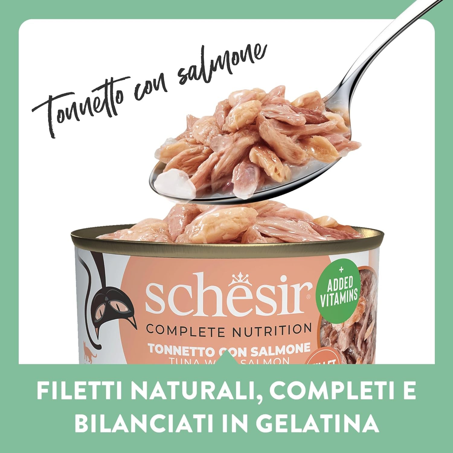 Lachs-Thunfisch in Gelee, komplettes Nassfutter für Katzen, in Dosen, mit zusätzlichen Vitaminen, 100 % natürlich, 6 x 85 g