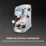 CASO EspressoGourmet Crema – Siebträger-Espressomaschine mit Milchaufschäumer, Espresso, Cappuccino, Edelstahl-Siebträger, ULKA 20-bar-Pumpe, Kaffeemaschine, gemahlener Kaffee, ESE-Kapseln