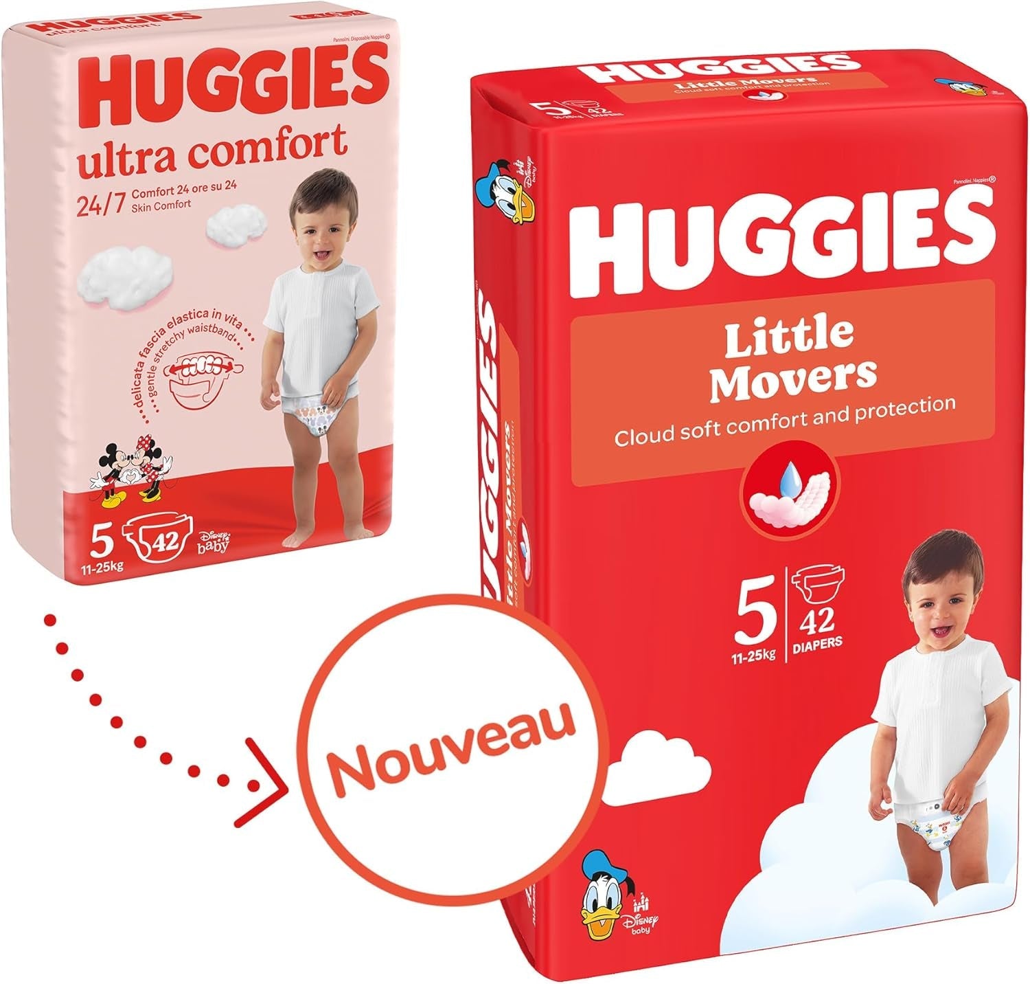 Huggies Babywindeln Little Movers, Disney-Design, Größe 5, 126 Stück (3 x 42), Monatsbox