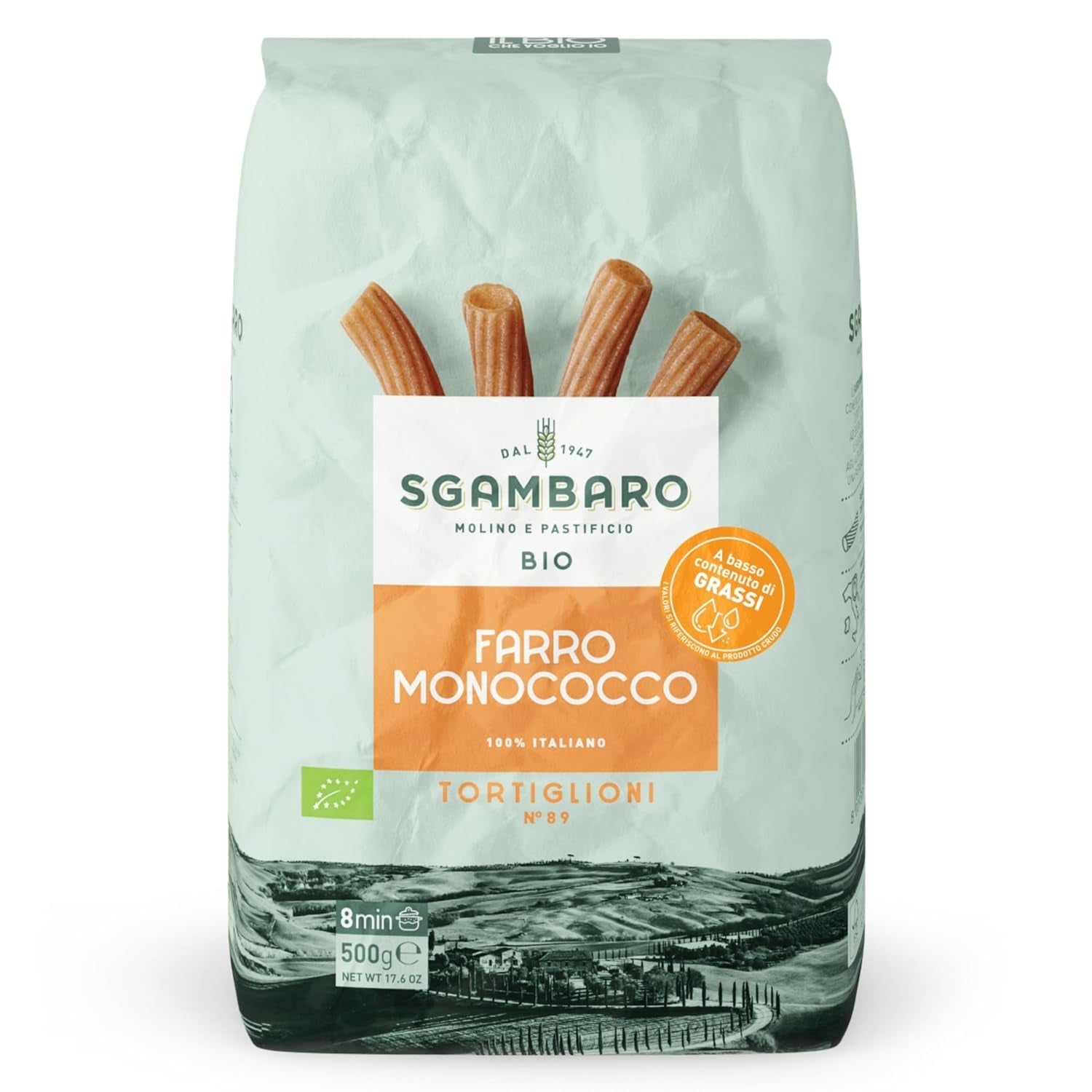 Bio-Tortiglioni-Nudeln Nr. 89 – 500 g Fettarme Weizennudeln – Geringer Fettgehalt – Ballaststoff- und Proteinquelle