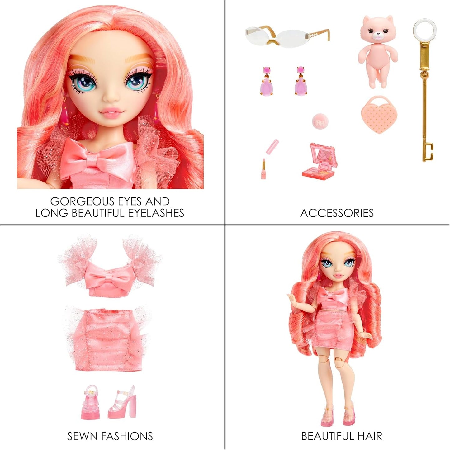 Rainbow High Fashion Doll – Pinkly Paige – Rosa Modepuppe im modischen Outfit – mit Brille und über 10 bunten Spielaccessoires – Ideal für 4–12-Jährige und Sammler