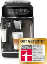 PHILIPS automatische Espressomaschine 3300-Serie – 6 Getränke, moderner Farb-Touchscreen, LatteGo-Milchzubereitungssystem, SilentBrew, 100 % Keramikmahlwerk, AquaClean-Filter. Schwarzchrom (EP3347/90)