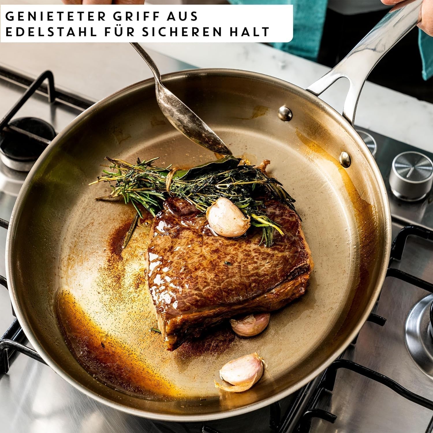 Jamie Oliver von Tefal Cook Smart Bratpfanne 28 cm, unbeschichteter Edelstahl, geeignet für Induktionstöpfe und Pfannen Naty Shop