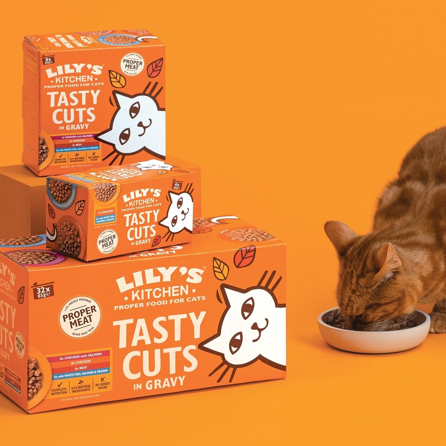 Lily's Kitchen, hergestellt aus natürlichen Zutaten, köstliche Häppchen in Hühnersauce, Nassfutter für ausgewachsene Katzen, 70-g-Dose
