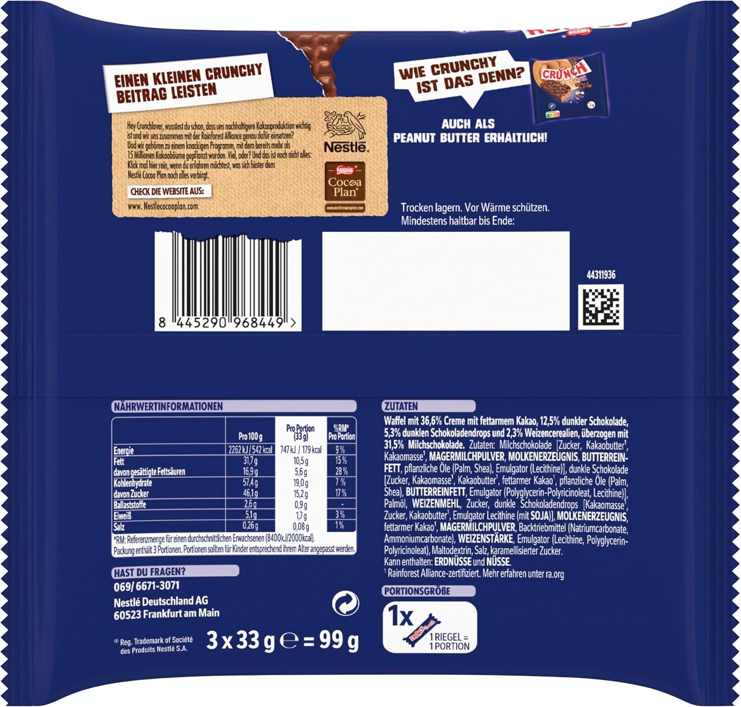 Nestlé Milk Bar Knuspriger Milchschokoladen-Müsliriegel, 9er-Pack (je 3 x 33 g)