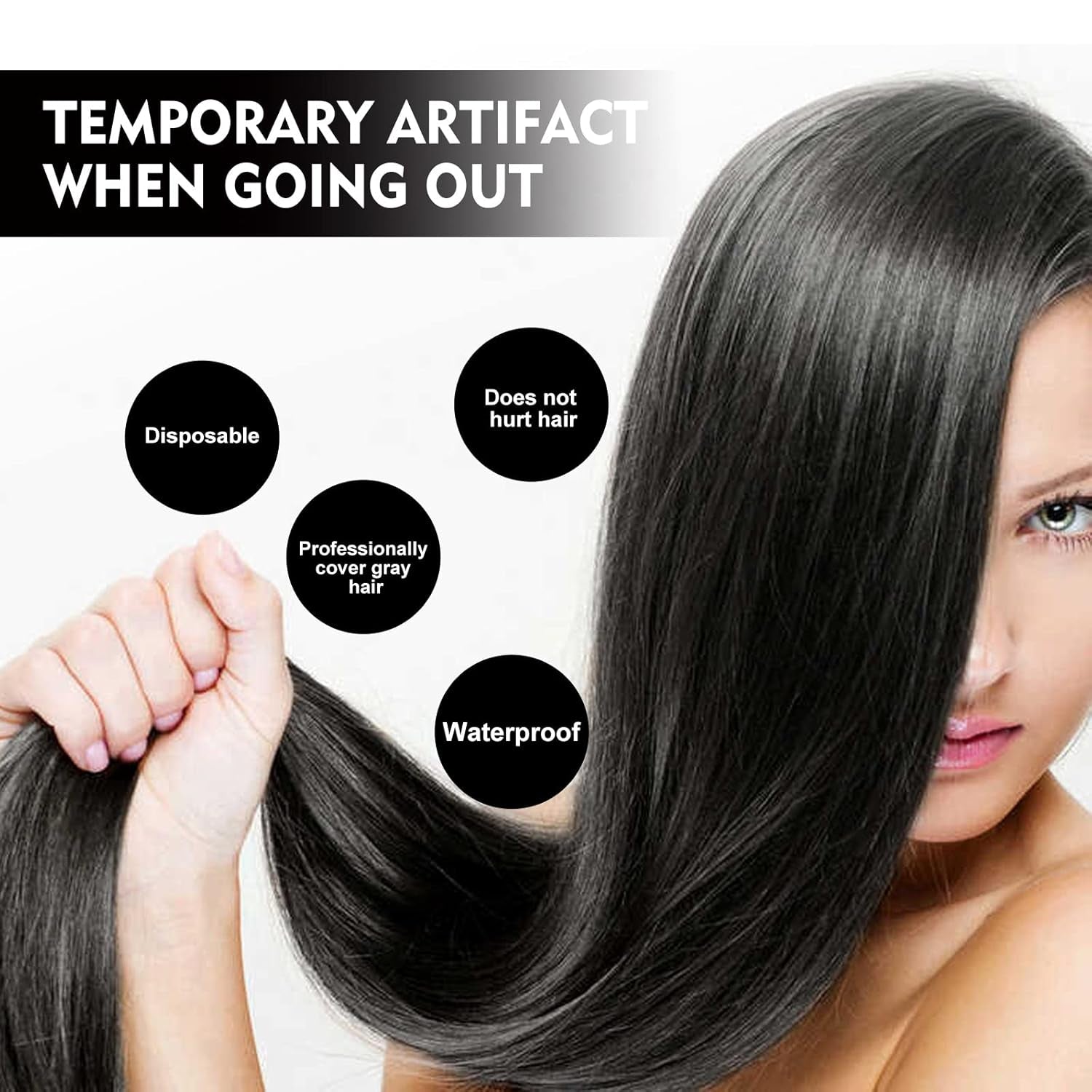 Schwarzbrauner Einweg-Haarfärbestift, sofortige graue Wurzelabdeckung, Haarfarbe, Cremestift, schnelle temporäre Abdeckung, weißes Haar, Haarfärbemittel, Naty Shop