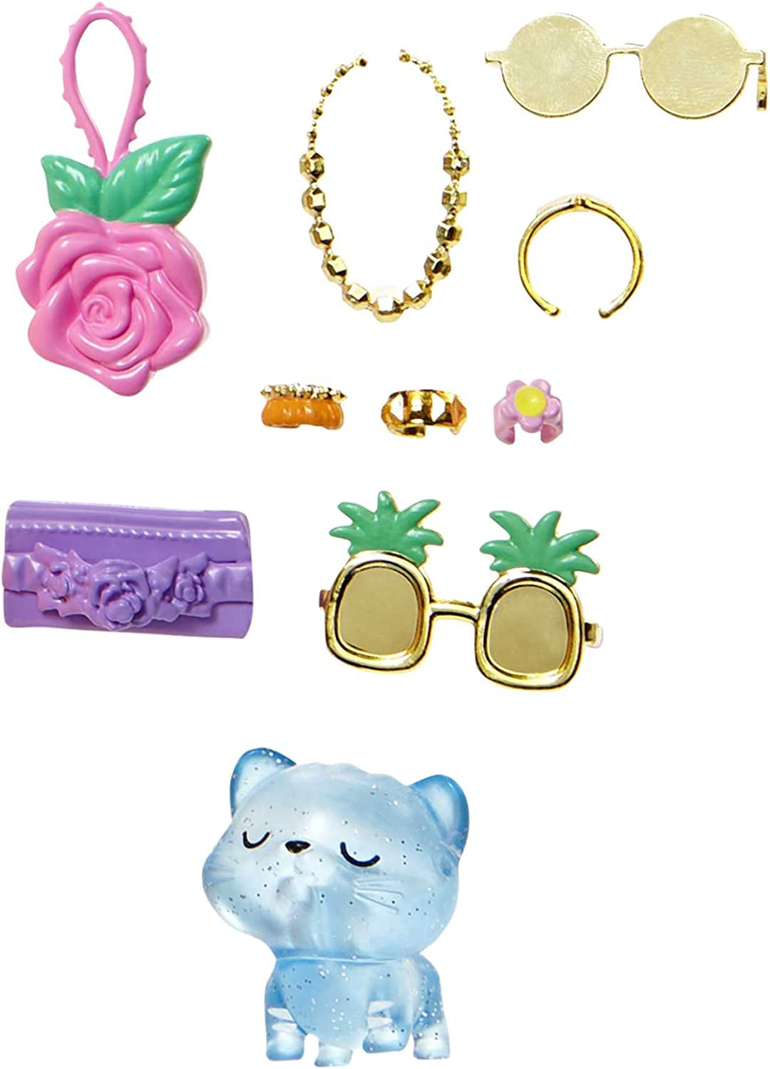 Barbie Extra Fancy, kurviges langes erdbeerblondes Haar, zweiteiliger Anzug, blaue Katze, rosa Tasche, Ananas-Sonnenbrille inklusive Puppe, geeignet als Geschenk, Hhn14 Naty Shop-Puppen