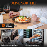 12-teiliges Geschirrset aus Steingut – Linie Prairie – Elegantes Design in Braun-/Schwarztönen, Set bestehend aus 4 Speisetellern, 4 Desserttellern und 4 Speisetellern/Premium-Kollektion