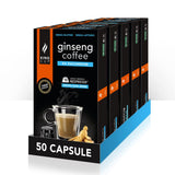 - 5 Packungen mit 10 zuckerfreien Ginseng-Kapseln, 50 Kapseln 100 % kompatibel mit dem Nespresso-System von Ginseng Drink, glutenfrei und laktosefrei