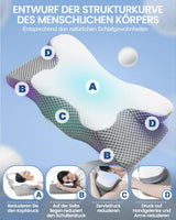 2-in-1-Nackenkissen, Memory-Schaum-Kissen, ergonomisches orthopädisches Kissen, 2 Schlafhöhen, Nackenstützkissen für Seiten-/Rücken-/Bauchunterstützung, zervikale orthopädische Kissen, Naty Shop