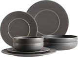 MÄSER Serie Unico, Tafelservice für 2 Personen, zeitlos, elegant, 8-teiliges Tischservice aus Keramik, Steingut, Anthrazit