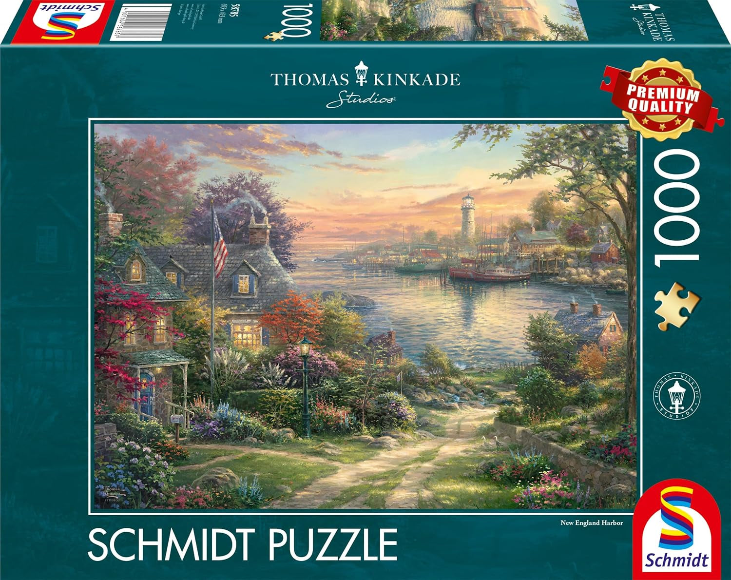 Schmidt Spiele 58785 Thomas Kinkade, New England Harbour, Puzzle 1000 Teile, bunt Puzzle Naty Shop Standardtitel