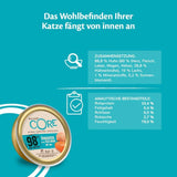 Wellness CORE 98 % 12 x 85 g, Huhn und Lachs – Nassfutter für Katzen, dicke Pastete, getreidefrei, natürlich, hypoallergen, proteinreich, reich an Fleisch