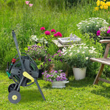 Relaxdays 45m Schlauchwagen, mobile Garten- und Balkonschlauchtrommel, mit Schlauchführung, 76,5x44x41 cm, grau-gelb