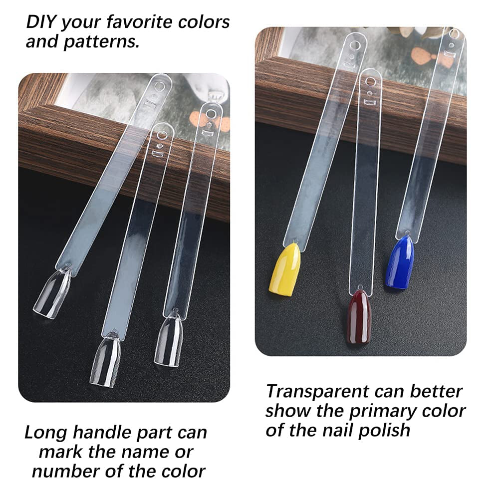 300 transparente Nagelstifte, fächerförmige Nageldesigns, Farbdisplay-Spitzen mit 6 Metallringen, künstliche Nagelplatte für Nagelstudio und Gellack-Übungen für Anfänger