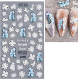 JMEOWIO 3D Nagelsticker Blume Frühlings Nail Art Sticker Selbstklebend Nagelaufkleber 5D Stereoskopisch Sommer Bunter Blumen Dekoration Nageldesign Zubehör 4 Blatt