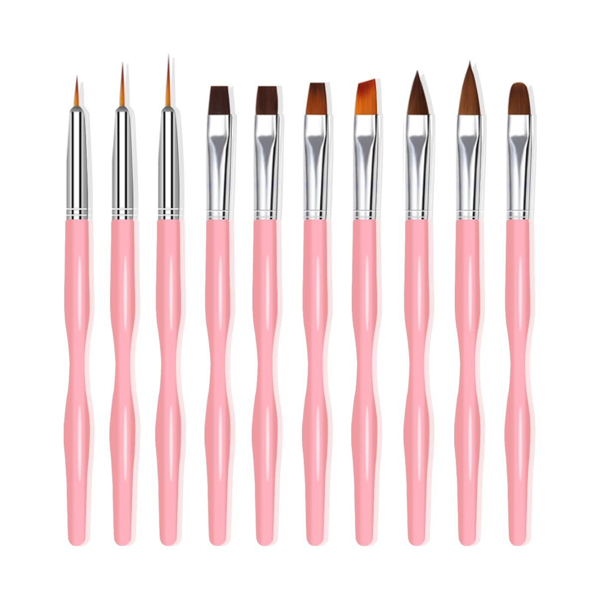 Nail Art Pinsel Set, 10 Stück Nageldesign Malerei Pinsel, Professionelle Nail Art Design Pinsel, Nail Fine Liner Pinsel, Schwarz