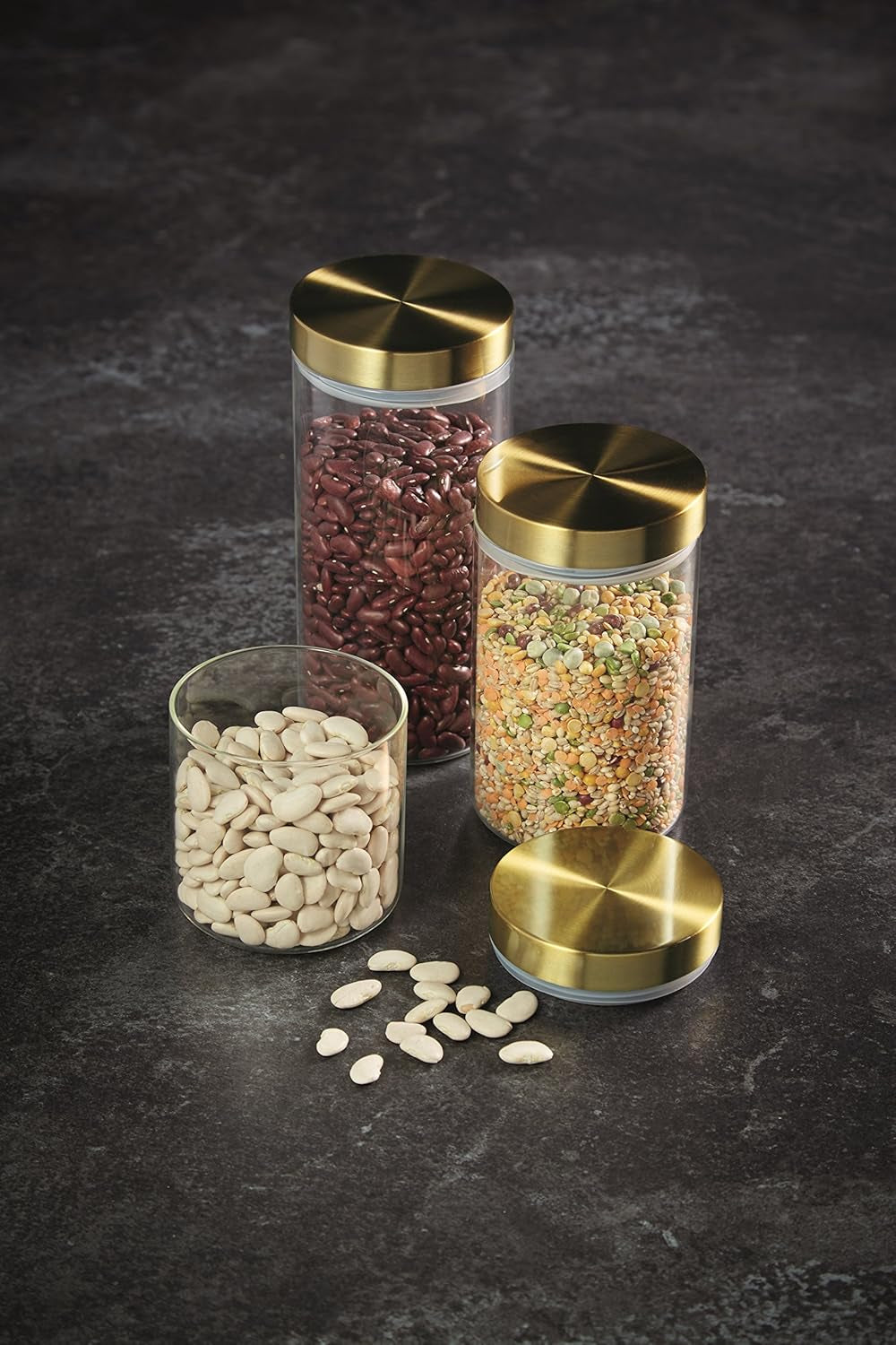 Luftdichte Frischhaltedose aus Glas von MasterClass mit Messingdeckel, 700 ml (1,25 pts) Frischhaltedosen Naty Shop
