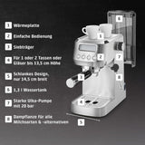 CASO EspressoGourmet Crema – Siebträger-Espressomaschine mit Milchaufschäumer, Espresso, Cappuccino, Edelstahl-Siebträger, ULKA 20-bar-Pumpe, Kaffeemaschine, gemahlener Kaffee, ESE-Kapseln
