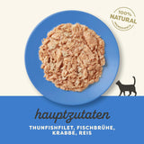 Applaws 100 % natürliches Nassfutter für Katzen, Thunfischfilet mit Krabben in Brühe – Packung mit 12 x 70 g Beuteln