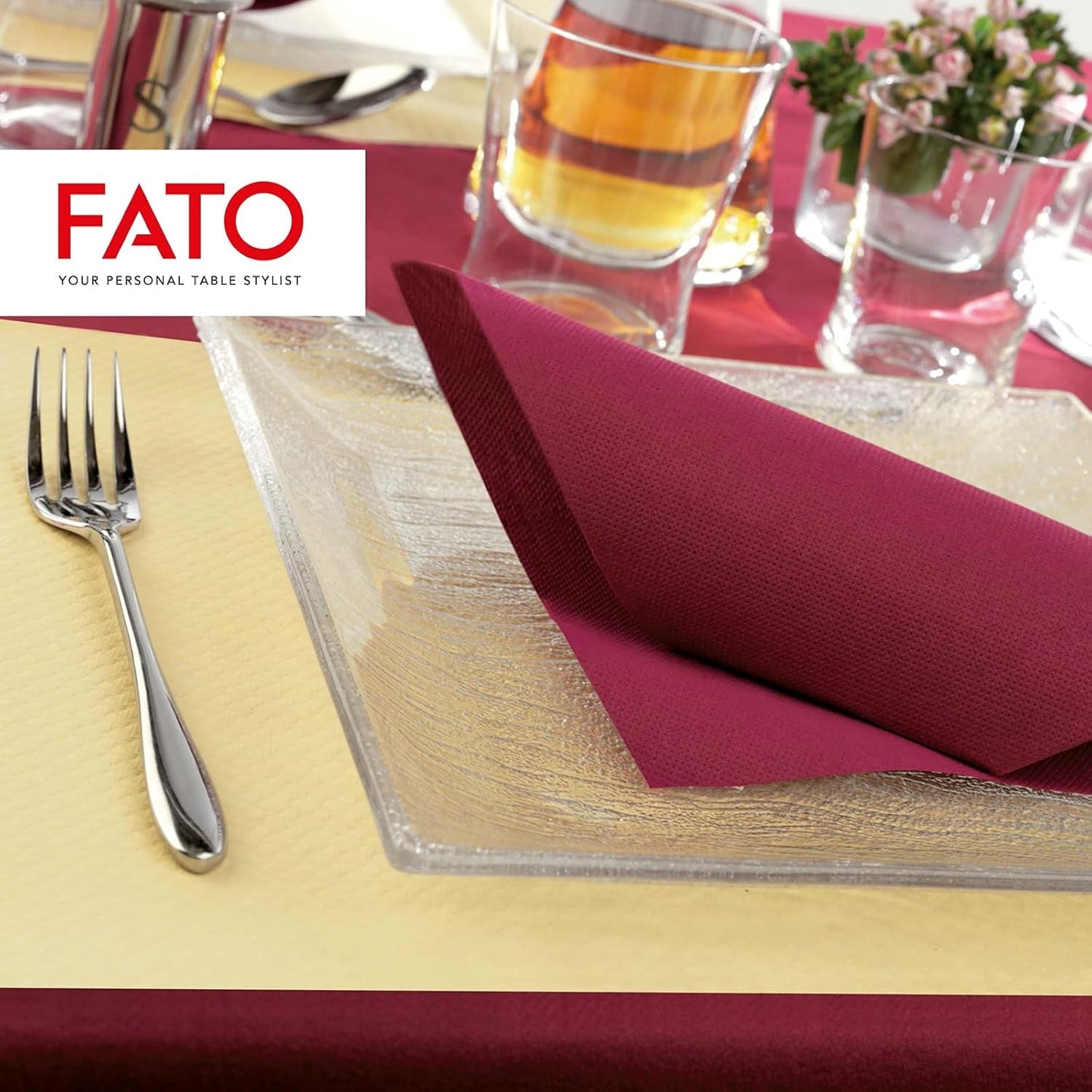 - Weiches und weiches Einweg-Seidenpapier, 40er-Packung, 38 x 38 Größe, 4-fach gefaltet, 2-lagig, Bordeaux-Farbe, 100 % reines Zellulosepapier, FSC-zertifiziert (3er-Pack)