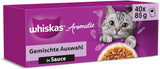 WHISKAS Nasses aromatisches Katzenfutter in Soße 40 x 85g Fischauswahl