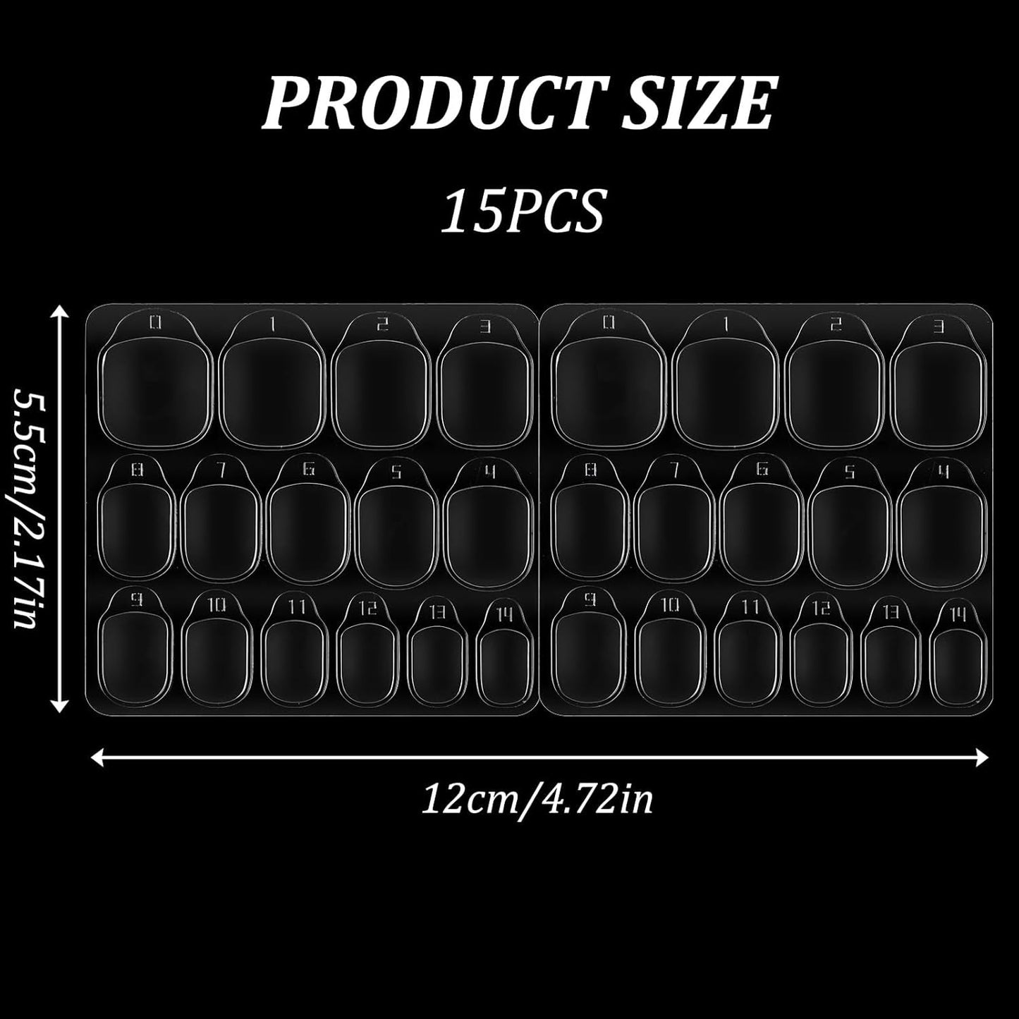 15 Blatt/450 Stück Nagelklebepads, 15 Größen, transparente Nagelklebepads, doppelseitiges Gelee-Gel, Nagelklebeaufkleber, zum Aufdrücken von Nägeln, Klebepads für DIY-Maniküre-Dekorationszubehör
