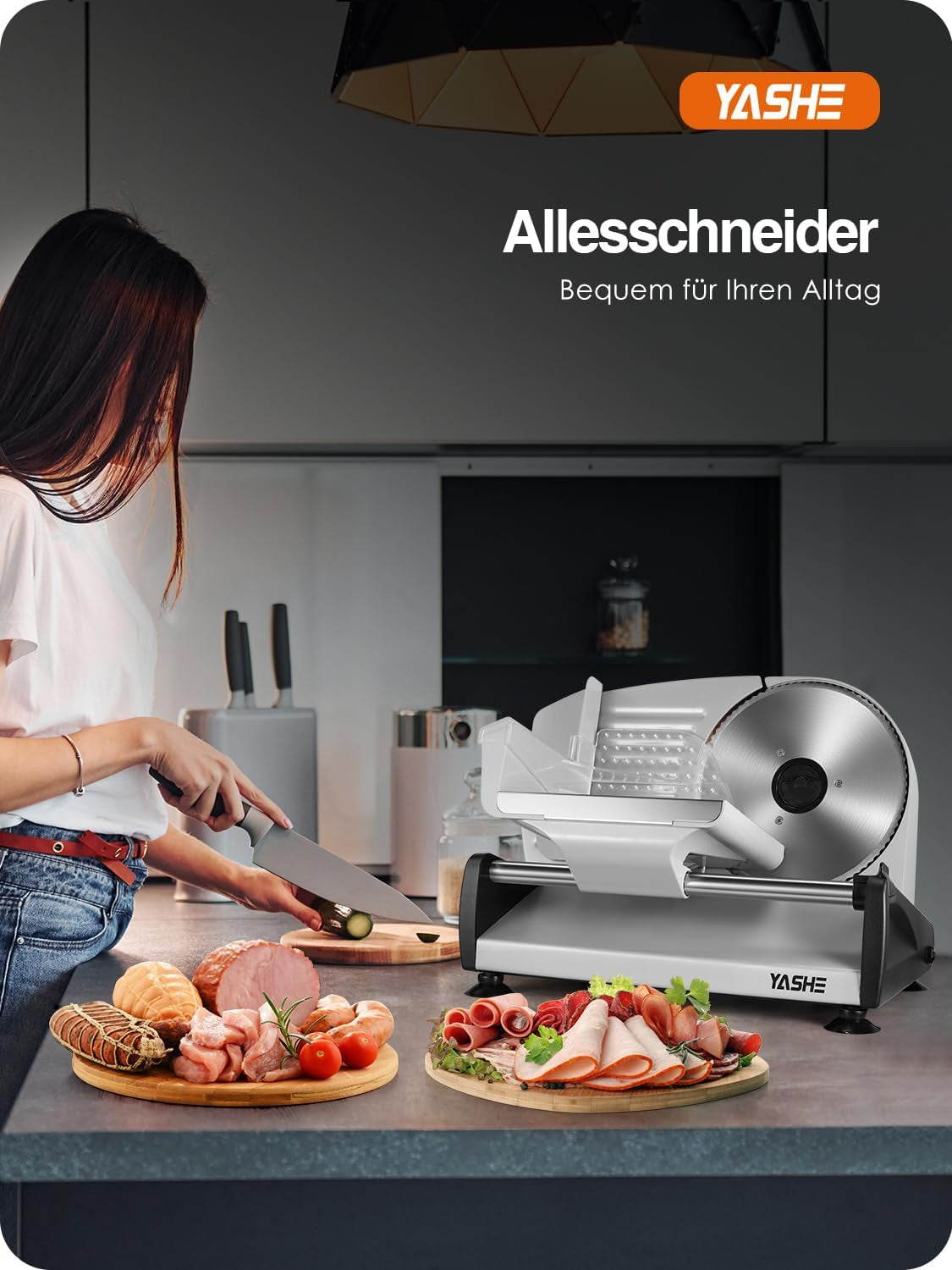 YASHE SL-518, Brotschneider, 2 abnehmbare Klingen, einstellbare Dicke 0 - 15 mm Reiben und Schneidemaschinen Naty Shop