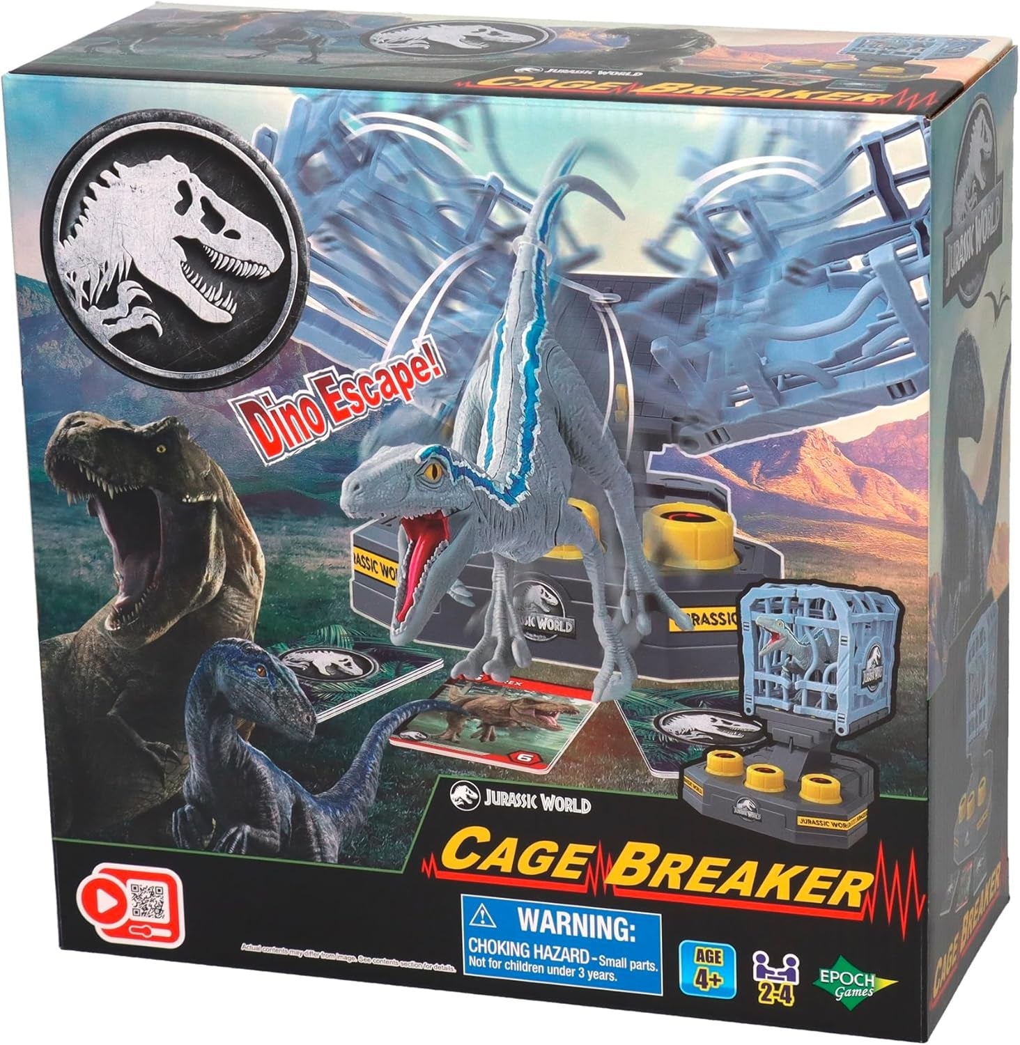 EPOCH Games, Jurassic World – Cage Breaker, 7523, Dinosaurierspielzeug, Brettspiel für Kinder ab 4 Jahren