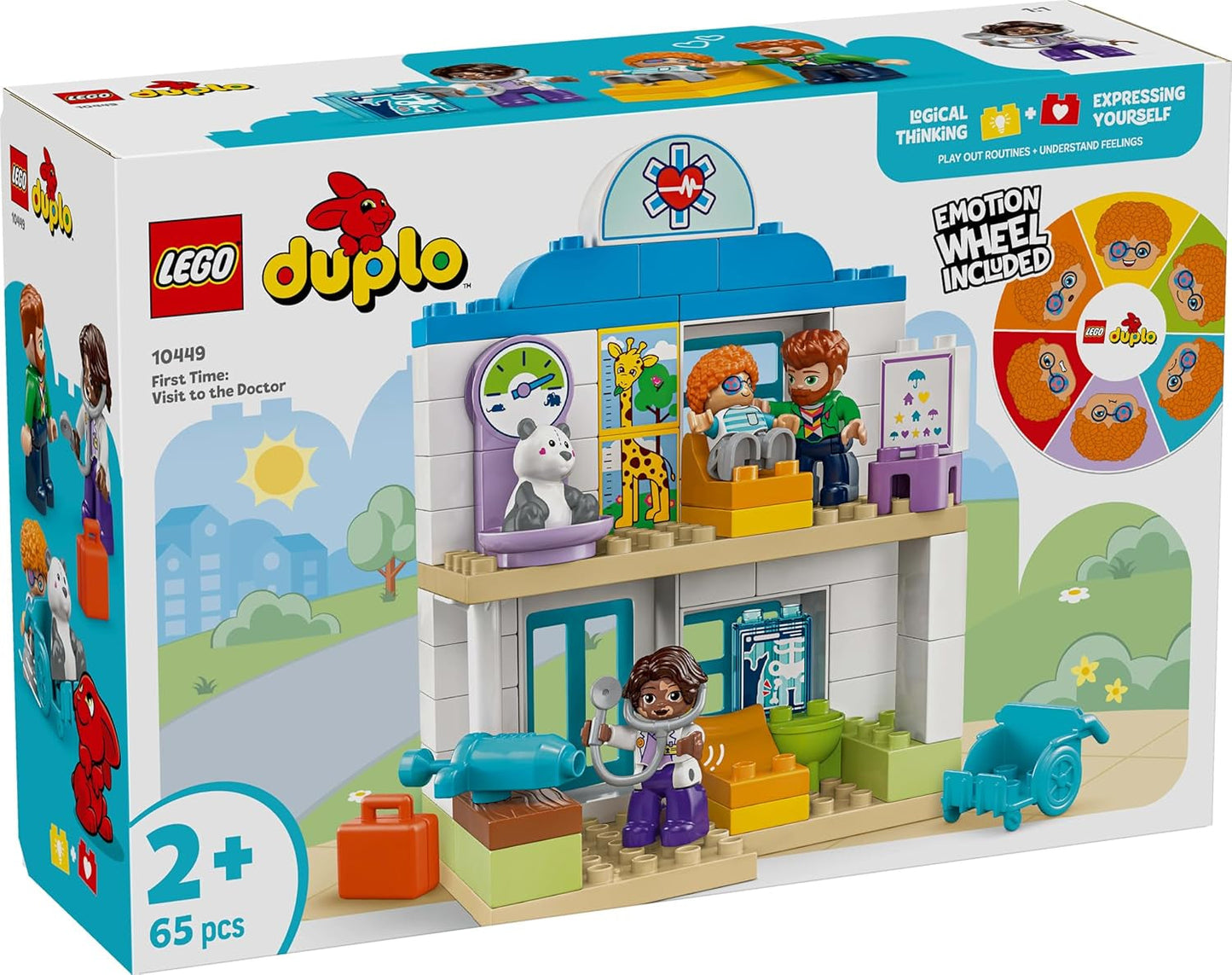 LEGO DUPLO Town Erster Arztbesuch, Bauspielzeug, Spielset zur Förderung der Feinmotorik, Geschenk für Kleinkinder ab 2 Jahren, Lernspielzeug, Krankenhaus-Rollenspiel 10449 Bausets Besuche den LEGO-Store