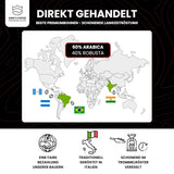 KING'S COFFEE – BLACK EDITION – 1 kg intensive, cremige Kaffeebohnen – Kaffee mit geringem Säuregehalt – Kleinserienröstung aus Italien – Starke Arabica-Espressobohnen (Mischung) für Vollautomaten und Siebträgermaschinen