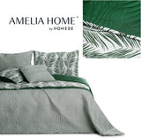 Ameliahome Tagesdecke, Tagesdecke, 170 x 210 cm, doppelseitig, pflegeleicht, Tagesdecke, Pflanzenmuster, grün, weiß, tropische Bonaire-Betten und Decken. Besuchen Sie den AmeliaHome-Store