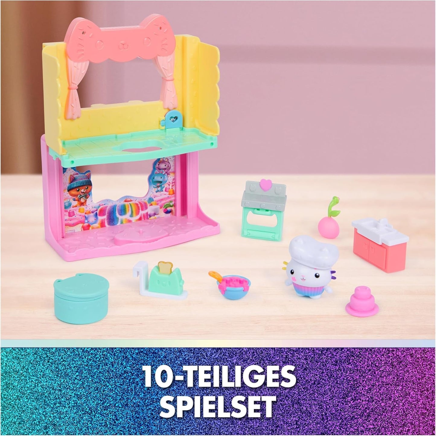 DREAMWORKS GABBY'S DOLLS HOUSE: DER FILM – Portal Room Kuchis mit Zucker bestreute Küche mit Figur und Zubehör, für Kinder ab 3 Jahren