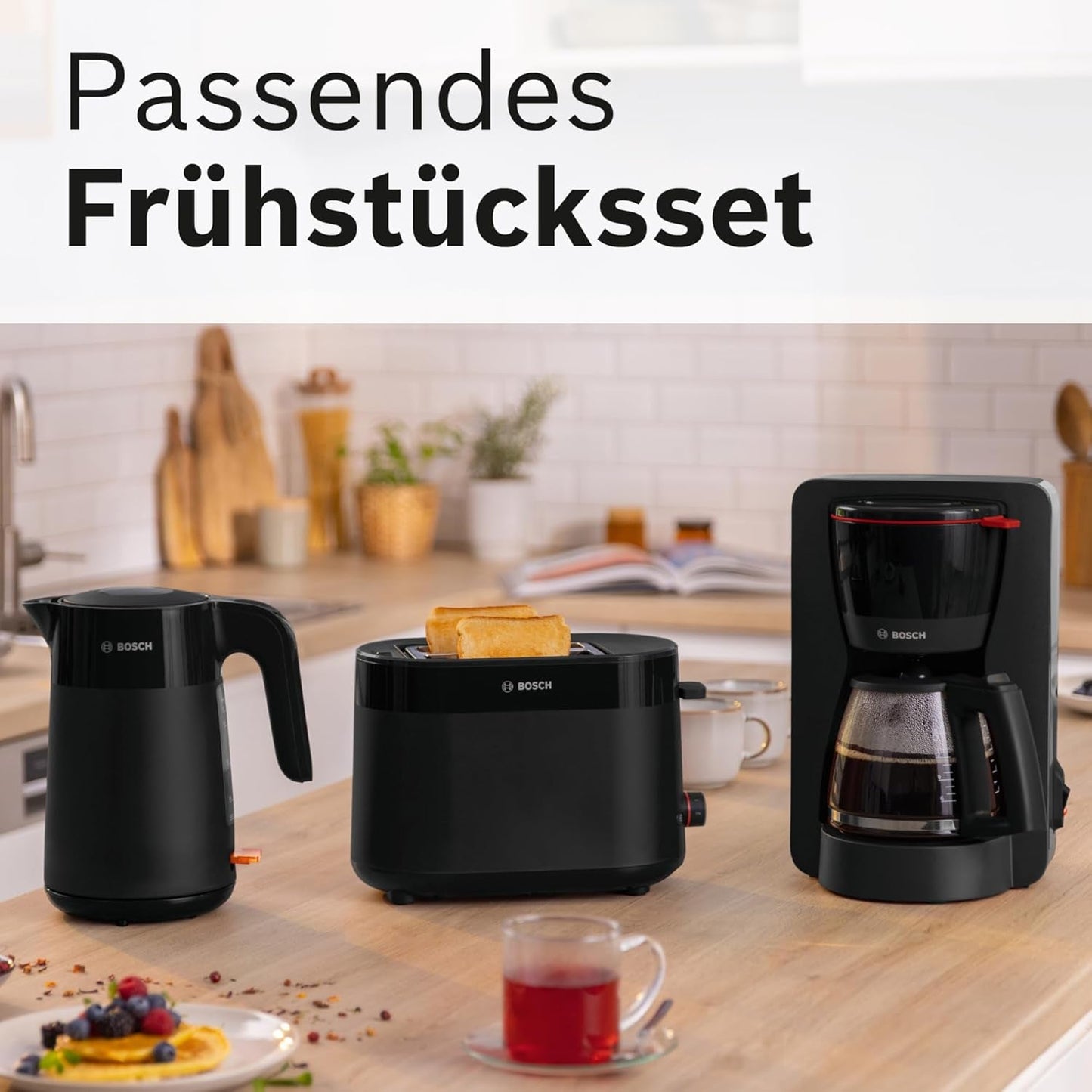 Bosch MyMoment TKA2M113 Filter-Espressomaschine, 1,25 l Glaskaraffe, 10–15 Tassen, 40-Minuten-Warmhaltefunktion, Anti-Tropf-System, drehbarer Filterhalter, abnehmbarer Wassertank, 1200 Watt, Mattschwarz