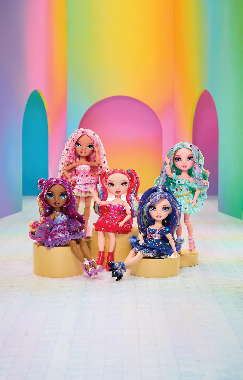 Rainbow High Be Dazzling – Adeline Rose – 28 cm große rosa Modepuppe mit Dekorationswerkzeug, funkelnden Edelsteinen und Styling-Zubehör