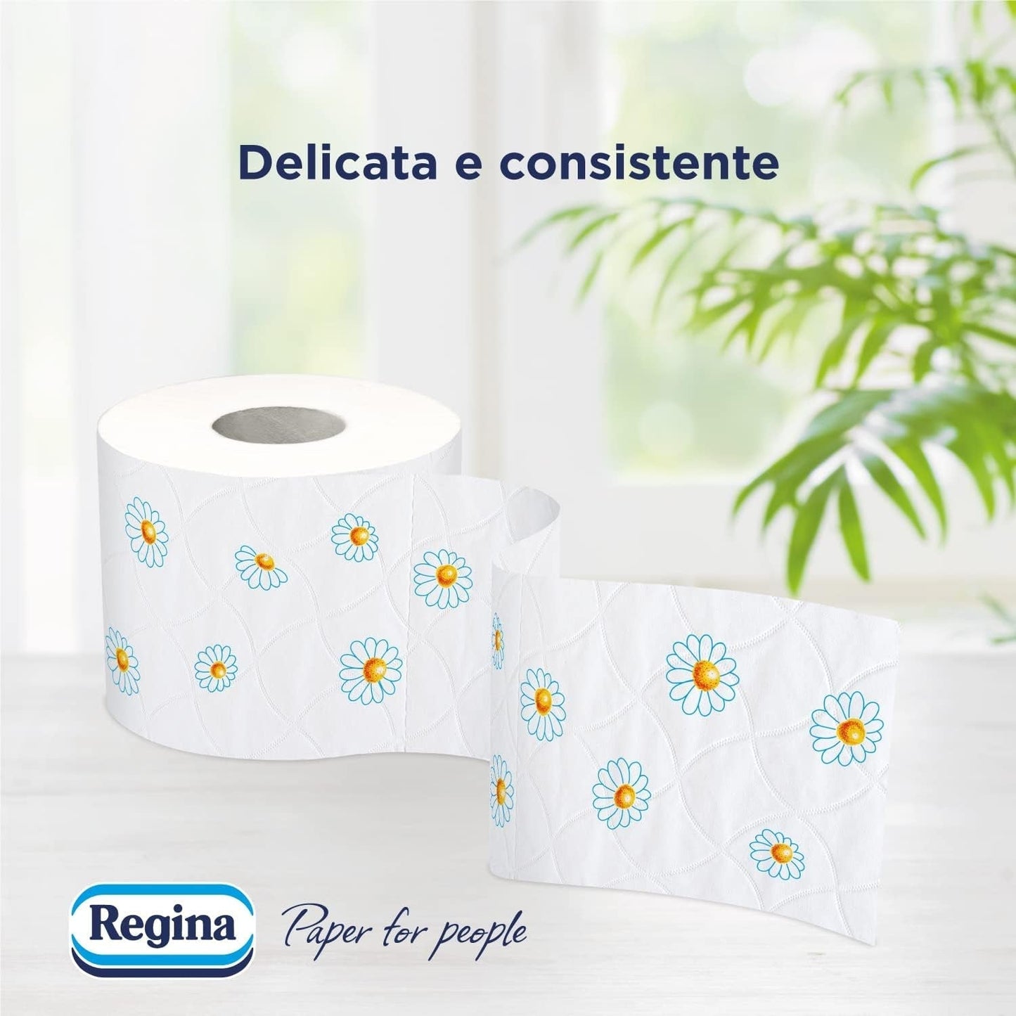 Regina Cartacamomilla – 8 Rollen Toilettenpapier, 300 flauschige Blätter, 3-lagig, weich und fest, recycelbare Papierverpackung