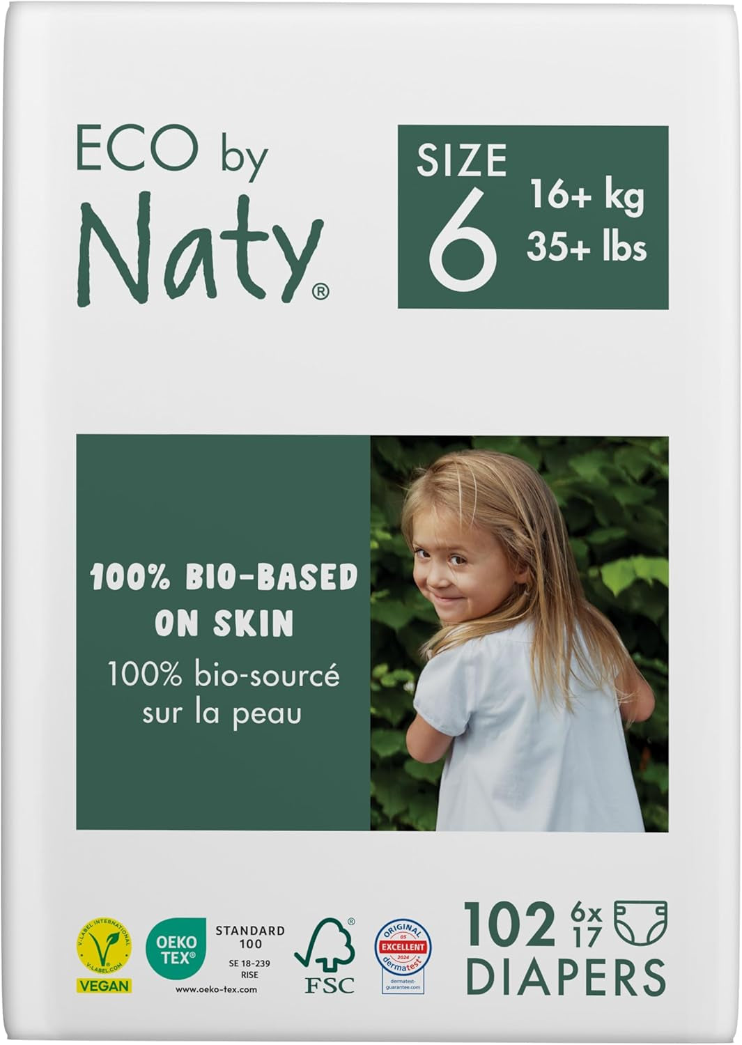 Eco Diapers Eco by Naty Baby Eco Diapers – hochwertige Bio-Windeln, umweltfreundlich, aus pflanzlichen Materialien, ideal für empfindliche Babyhaut (Größe 5 – 80 Stück)