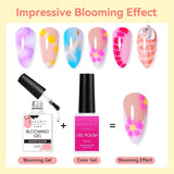 Makartt Blooming Gel-Nagellack – 15 ml Blooming Gel-Nagellack-Verlängerung mit Marmorfarbe, Gelfarbe, DIY-Maniküre-Nageldesigns, Blumen, Tiere, Aquarell, magisches Maniküre-Set