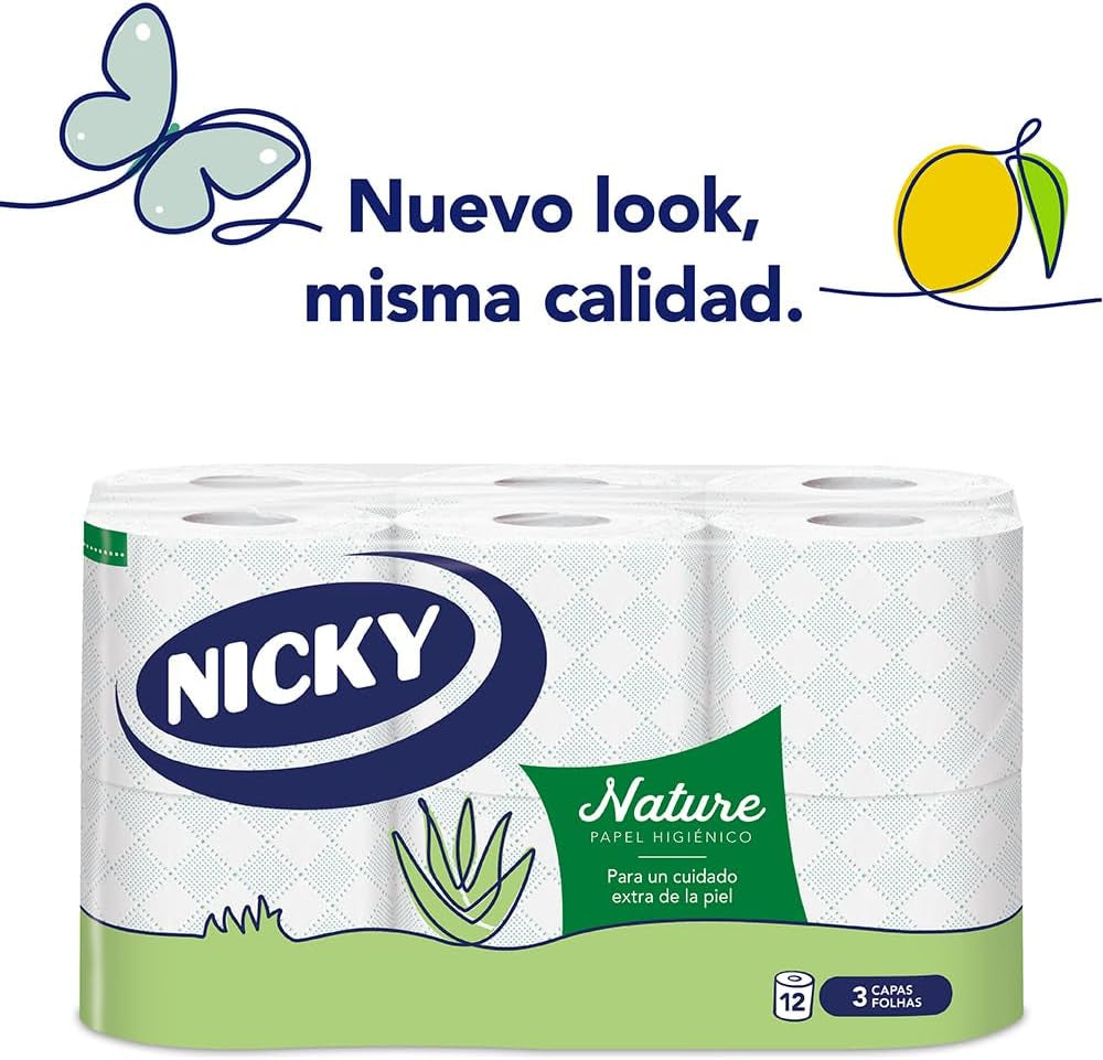 Natur-Toilettenpapier, 12 Rollen, 3 Schichten