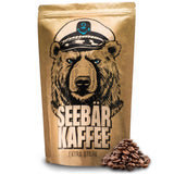 SEEBÄR KAFFEE - Extra starke Kaffeebohnen - 500g - Niedriger Säuregehalt und intensives Aroma - Ganze Bohnen für Kaffeevollautomaten, Espresso und French Press - Hoher Koffeingehalt und niedriger Säuregehalt