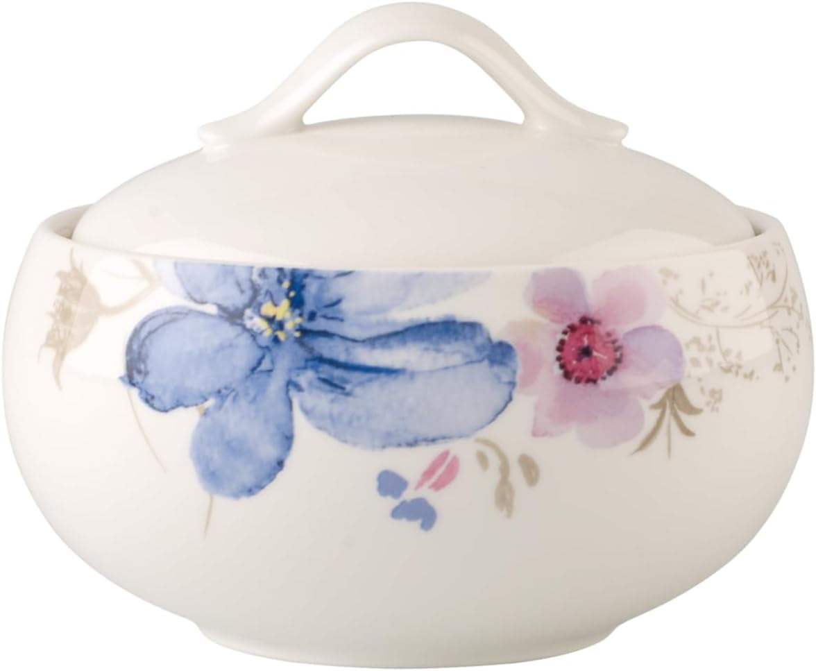 Villeroy & Boch Mariefleur Gris Basic Zuckerdose, Premiumporzellan, weiß/multicolor